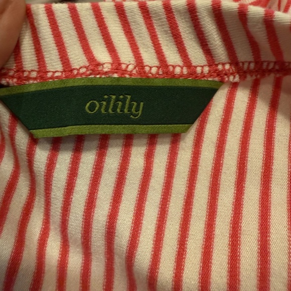 Oilily Red and White Striped Flowy Skirt with Large Rosette Sz M - Picture 7 of 11